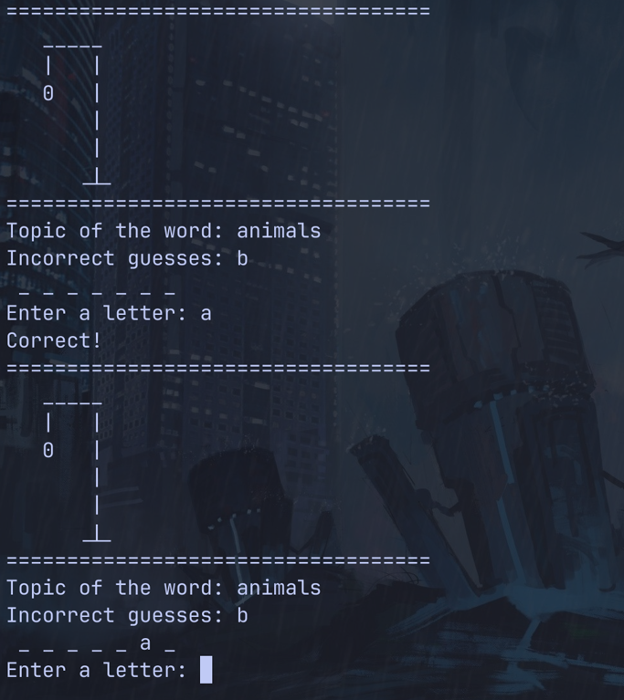Picture from a game of Hangman